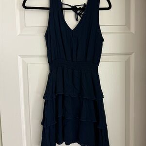 Altar’d State Navy Tie Back Ruffle Dress
